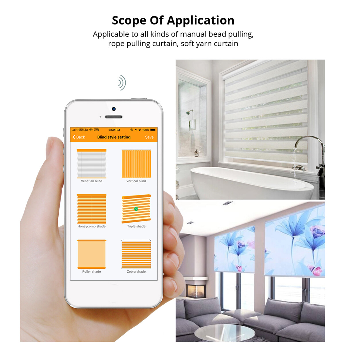 Smart Window Bluetooth Chain Blinds Automation Kit Motorized APP Remote Control
