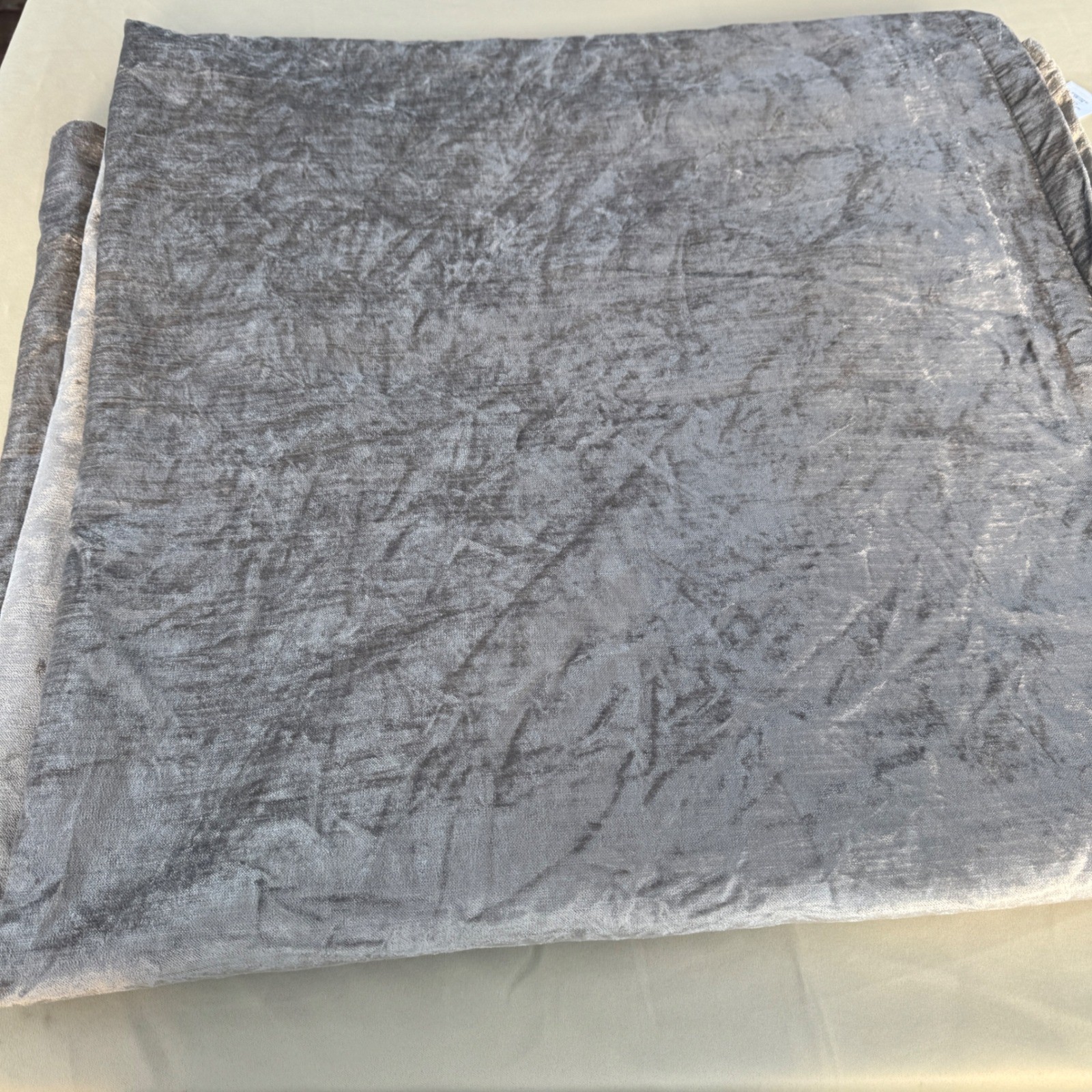 West Elm Curtain Panel 48×96 Silver Gray Crushed Velvet Rod Pocket Back Tab