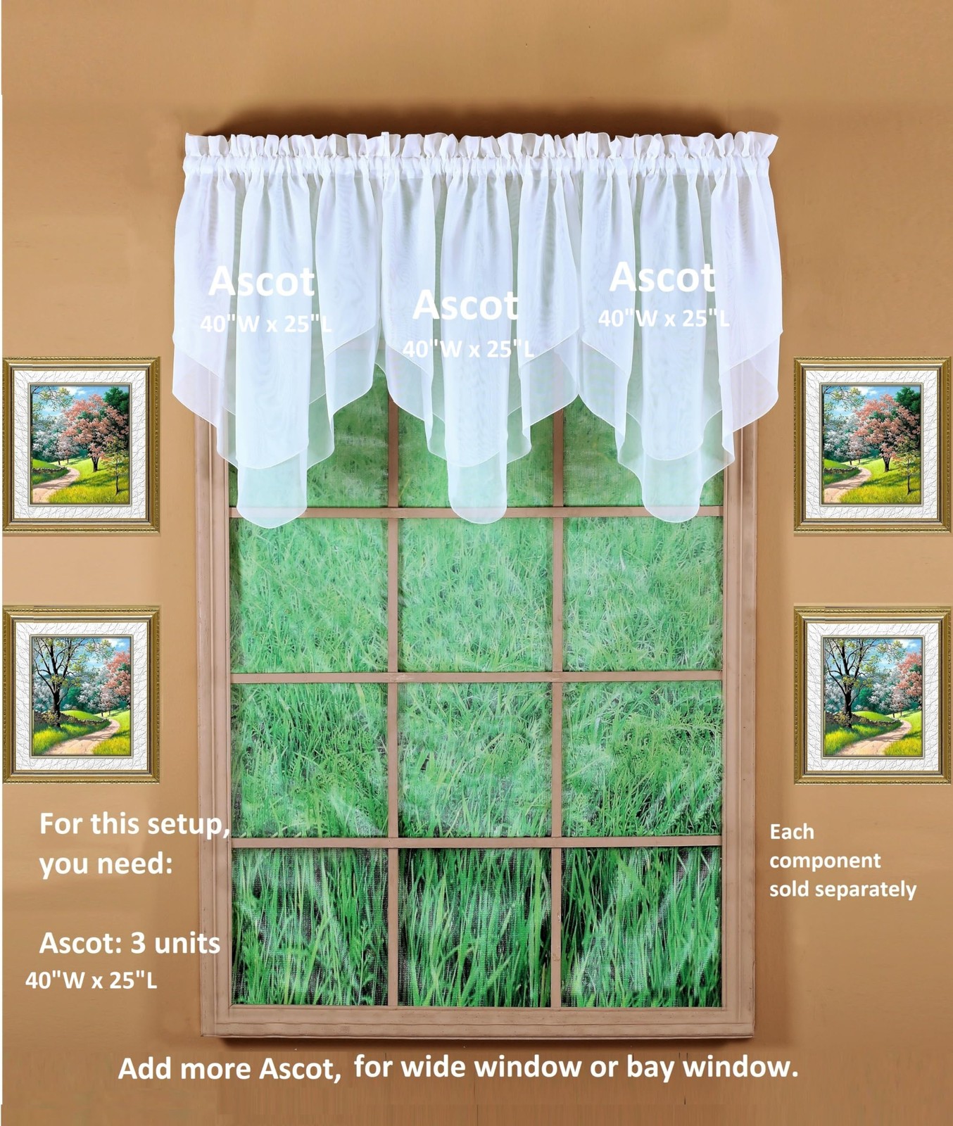 Emelia Premium Voile Sheer Curtain 40 x 25 Inch White Luxury Soft 100 Polyester