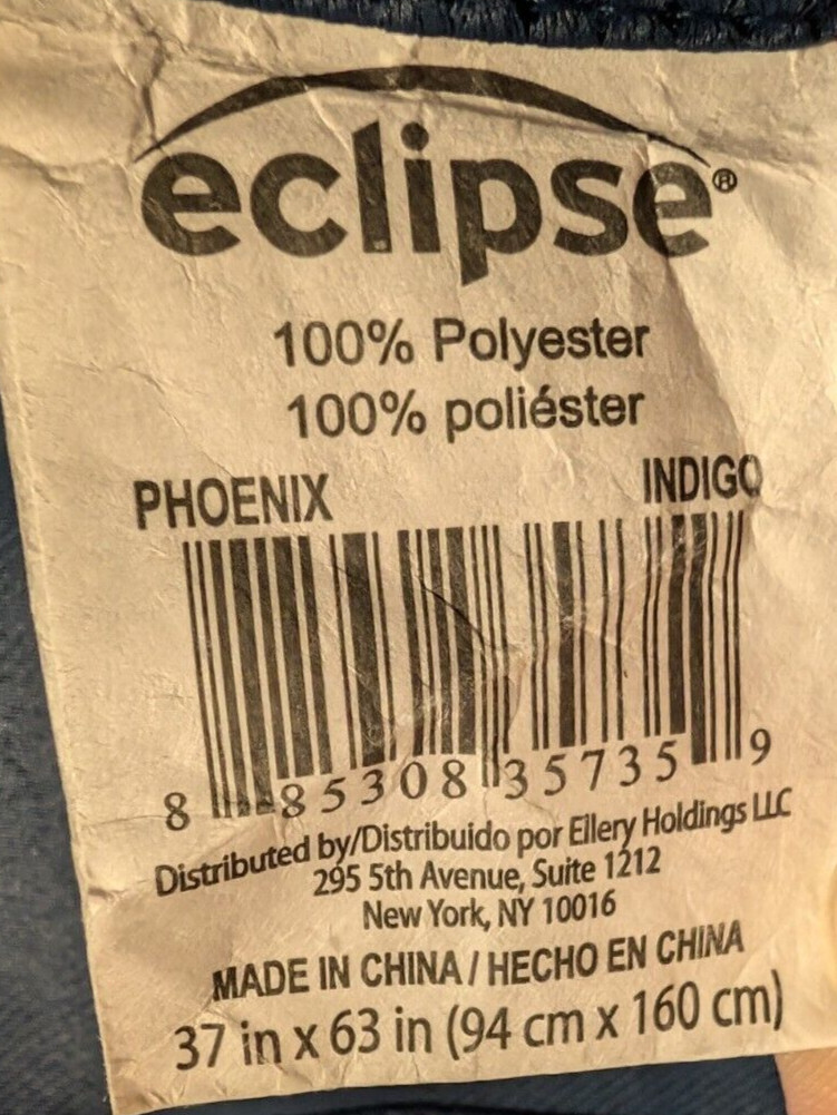 Eclipse Absolute Zero Blackout Rod Pocket Curtain Panel Pair – Indigo Blue 37×63