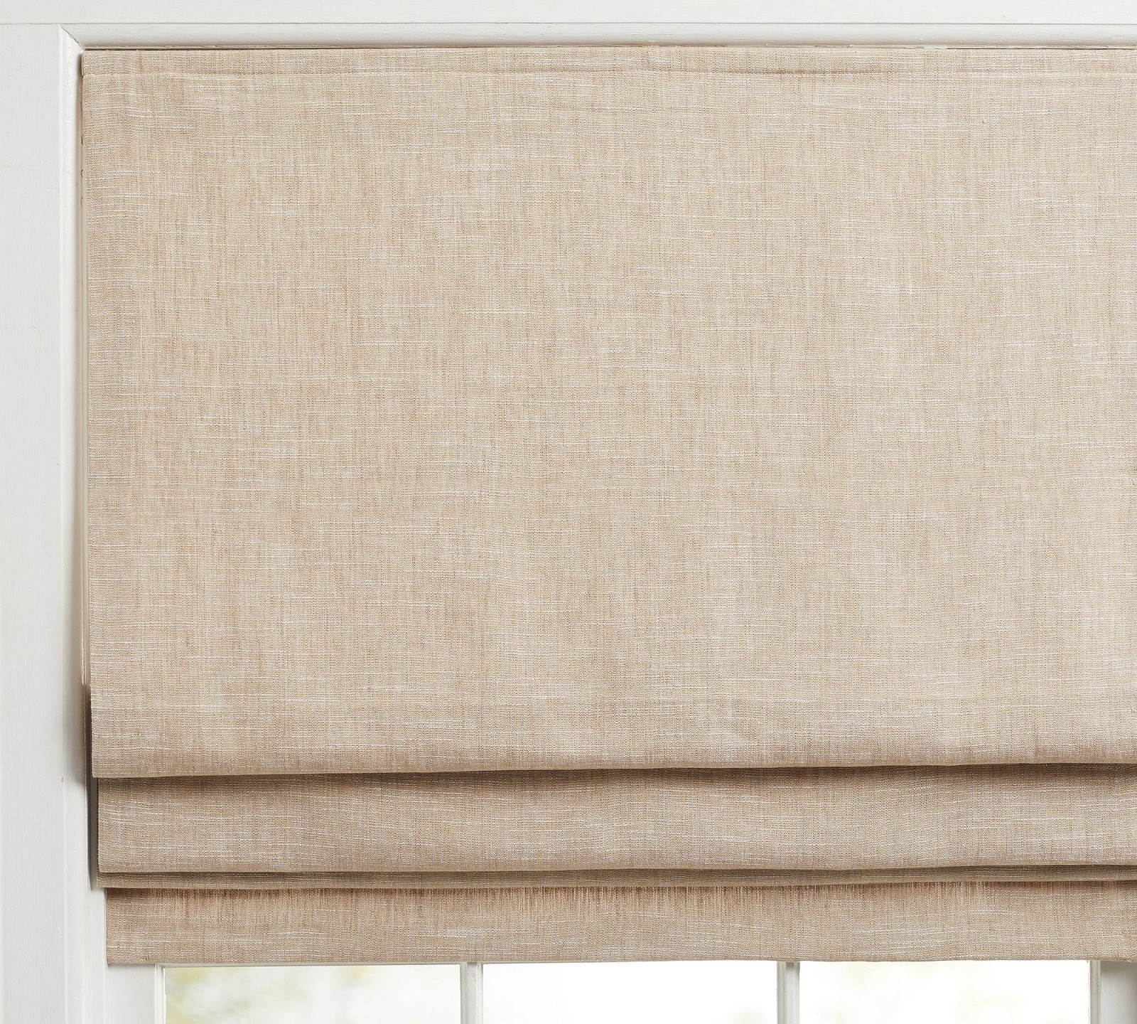 Pottery Barn Emery Linen Cordless Roman Shade, Oatmeal, 32 x 64, blackout