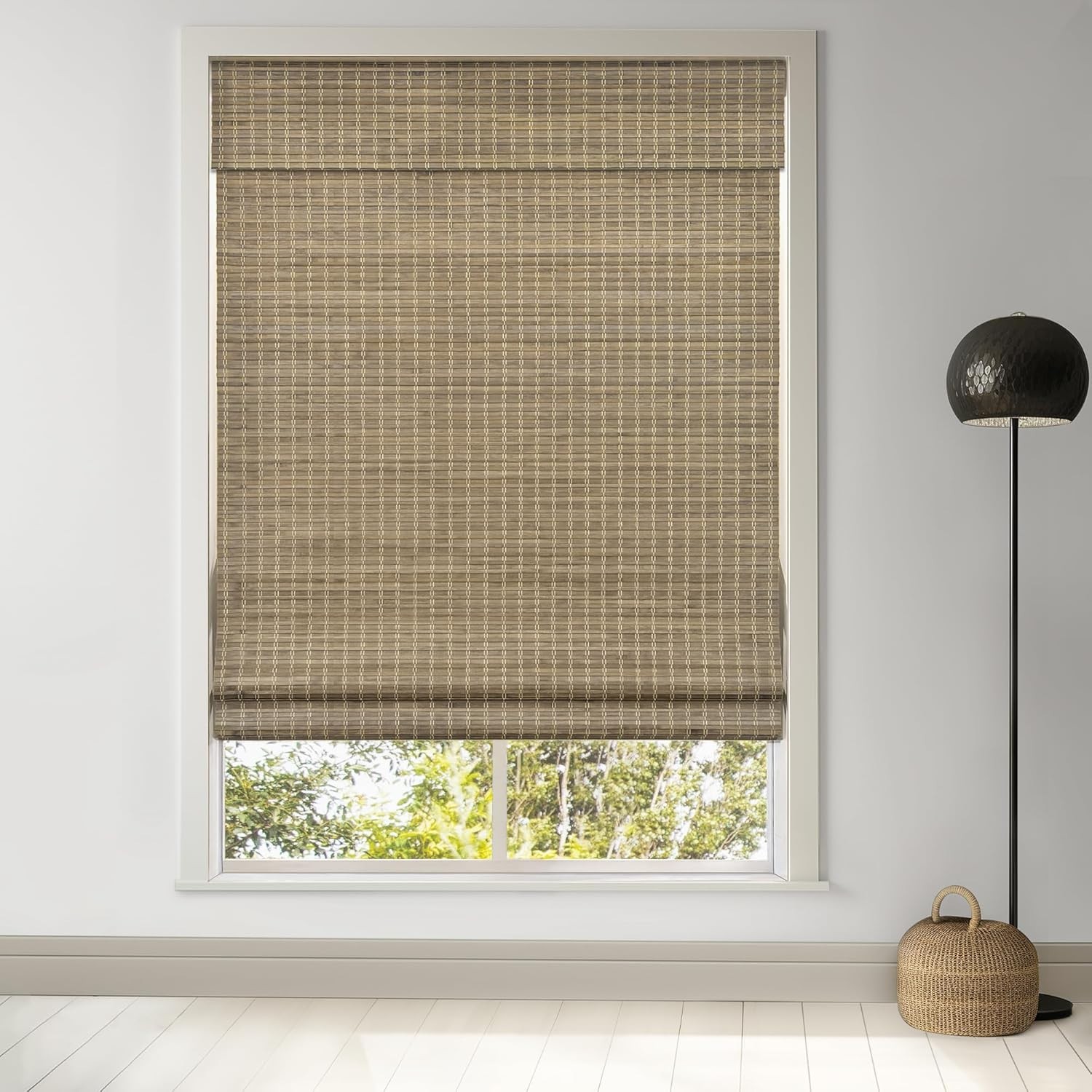 New LazBlinds Cordless Bamboo Roman Shades 26.5” W x 48”Room Darken Fast Ship