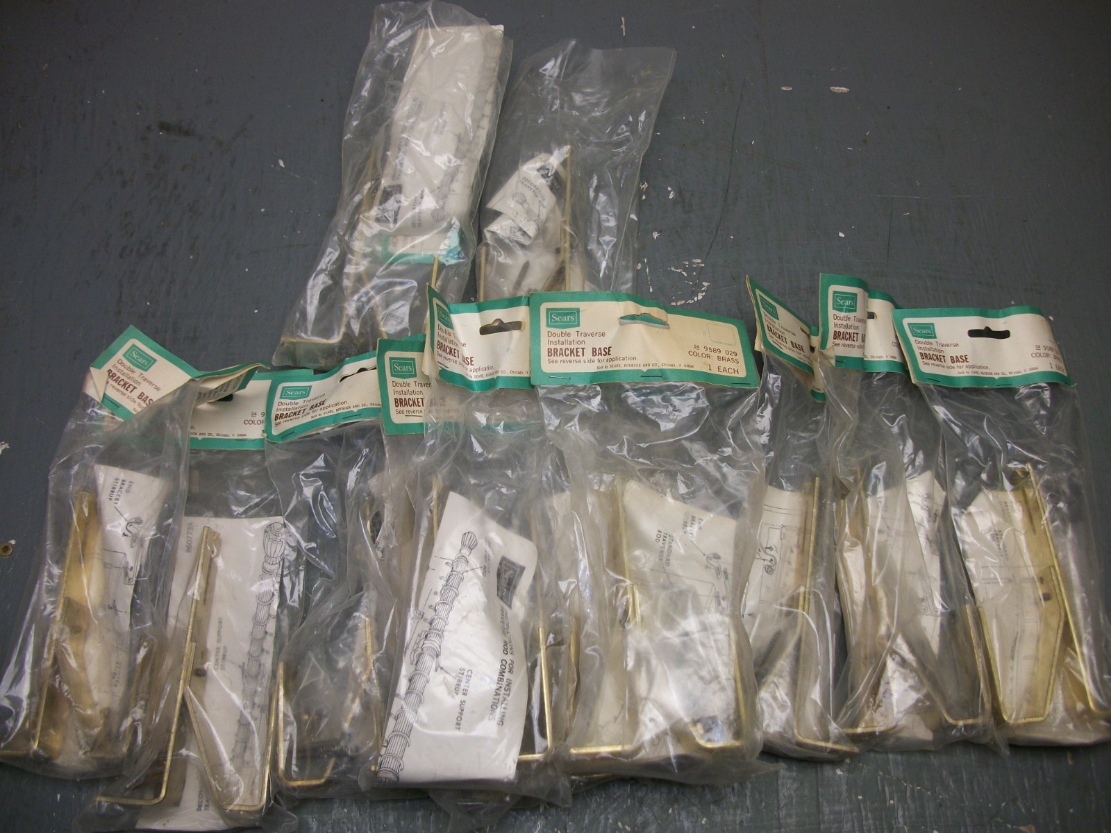 Sears Double Traverse Rod Bracket Base Brass Lot of 12 9589 029