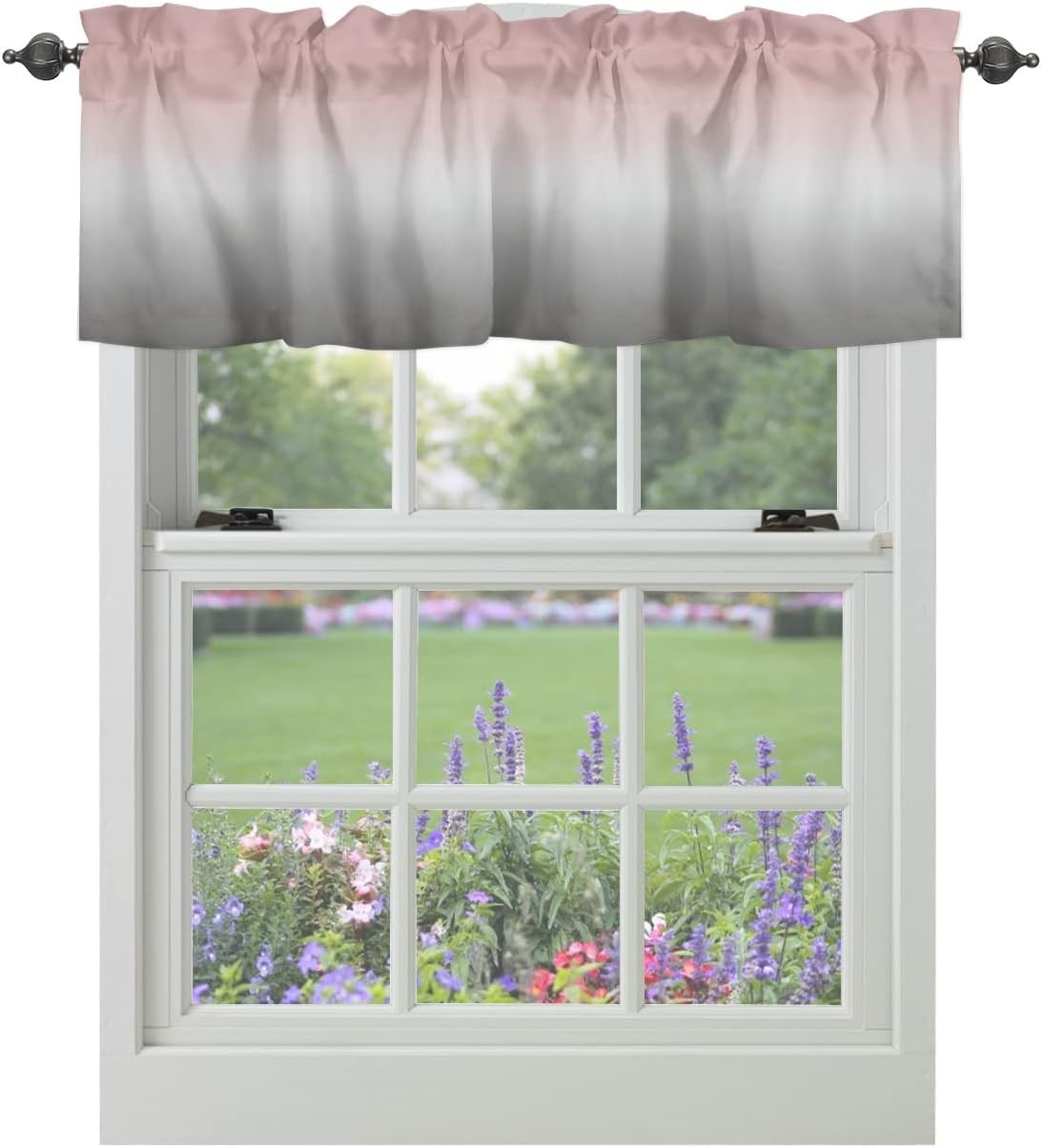 Windows Valances Curtain Pink and Grey Ombre Kitchen Valances Rod Pocket