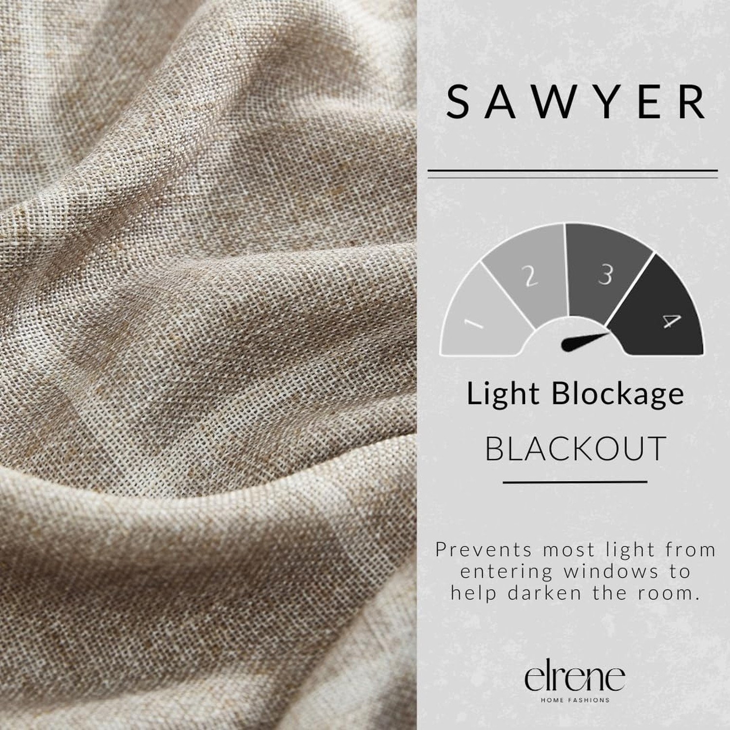 Elrene Home Fashions Sawyer Windowpane Plaid Room Darkening Single Window Cur…