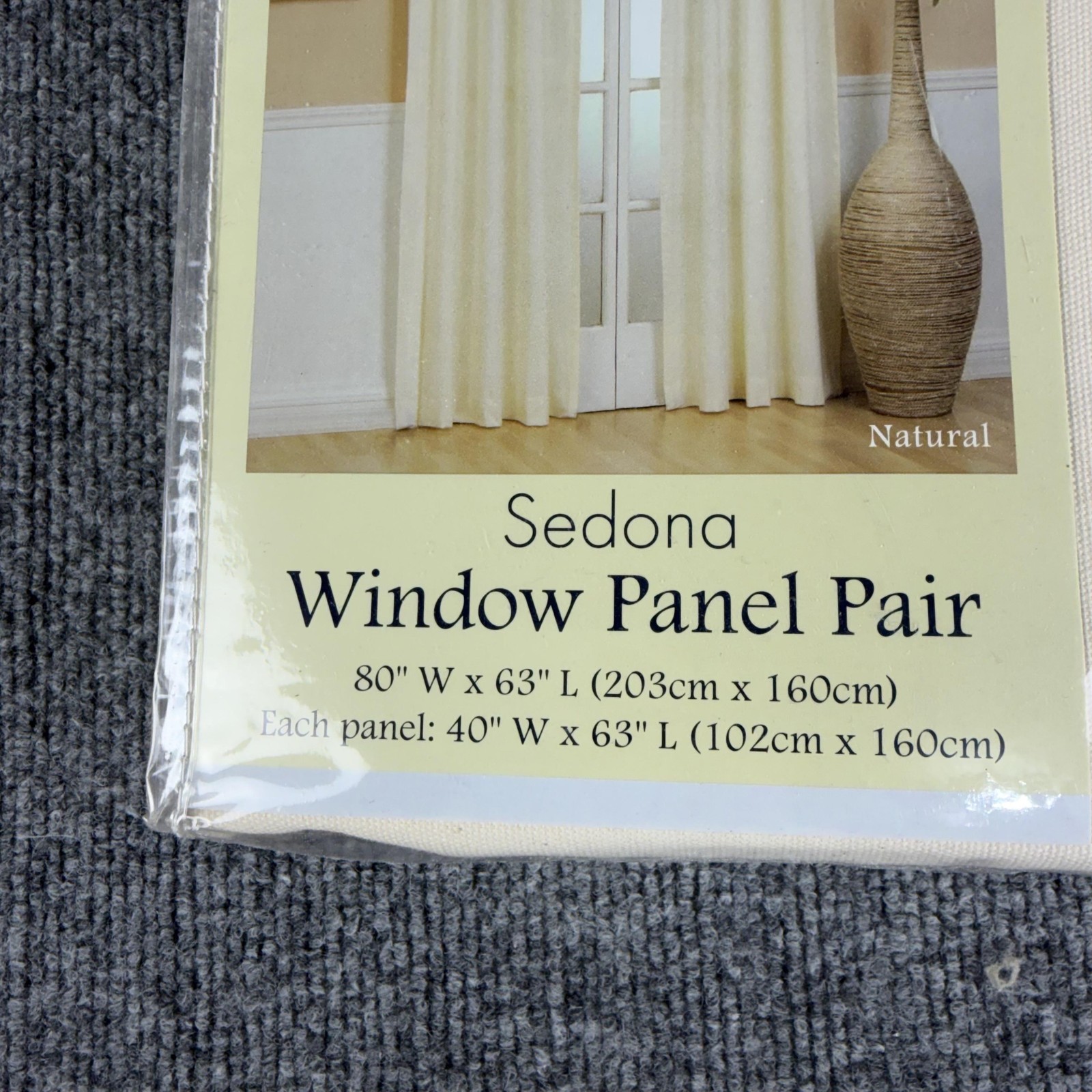 Ellery Sedona Window Panel Pair 80×63 Natural Beige Cotton Tab Top Curtains