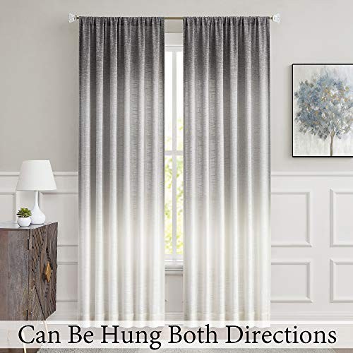 Central Park Ombre Window Curtain Panel Linen Gradient Print on Rayon Blend