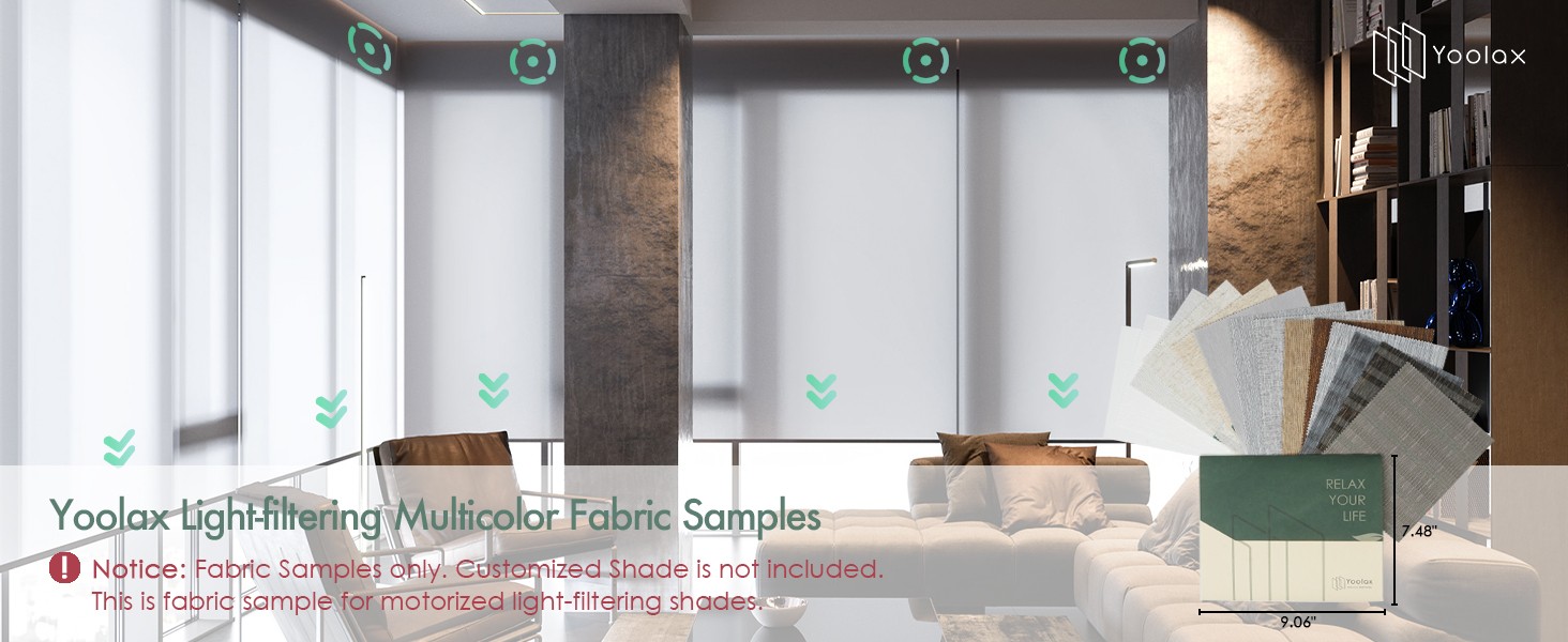 Motorized Blinds with Remote, Light Filtering Smart Blinds Compatible with Alexa