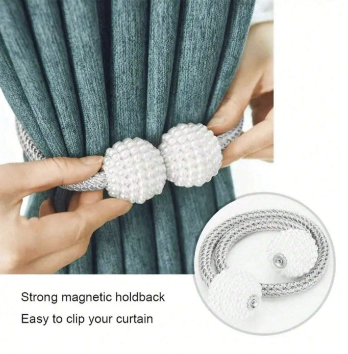 2pcs Magnetic Curtain Tiebacks – Elegant Holdbacks for Home & Office Décor – NEW