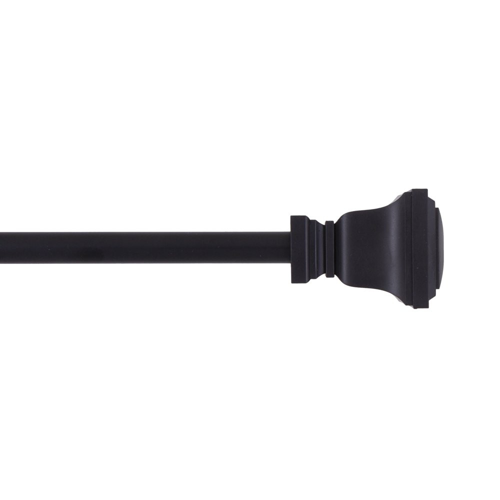 Modern 1/2″ Black Twain Adjustable Petite Cafe Curtain Rod, 28-48″ Home Decor