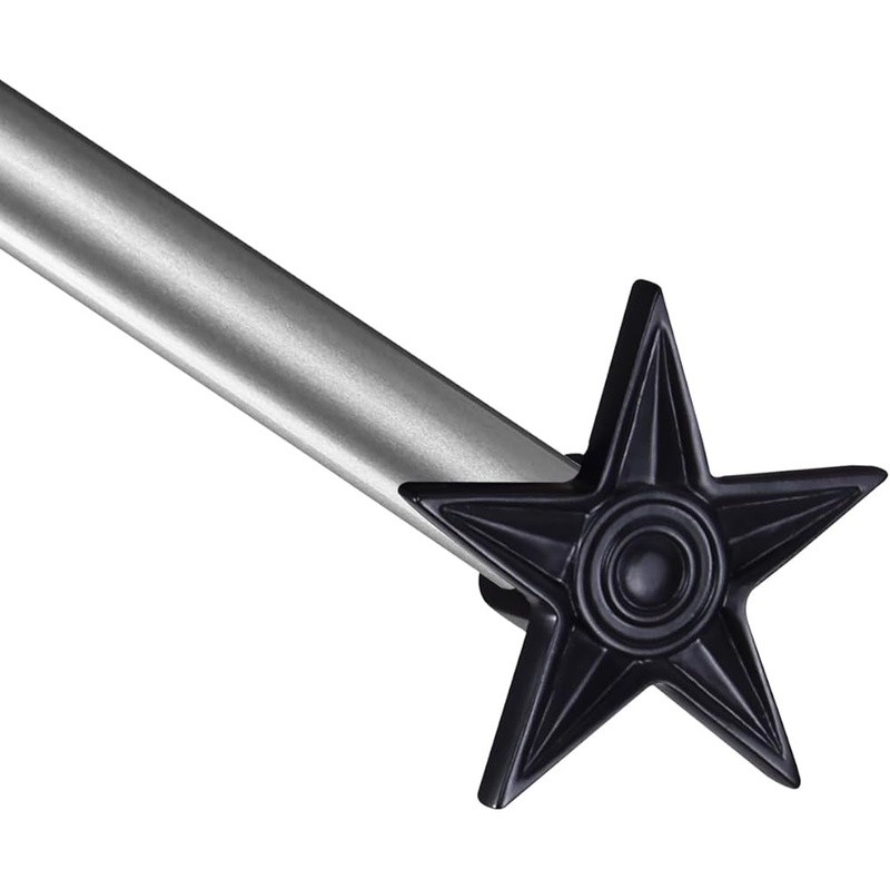 Adjustable Star Finial Curtain Rod Set Wall Mounted Alloy Steel 28″-120″ Length
