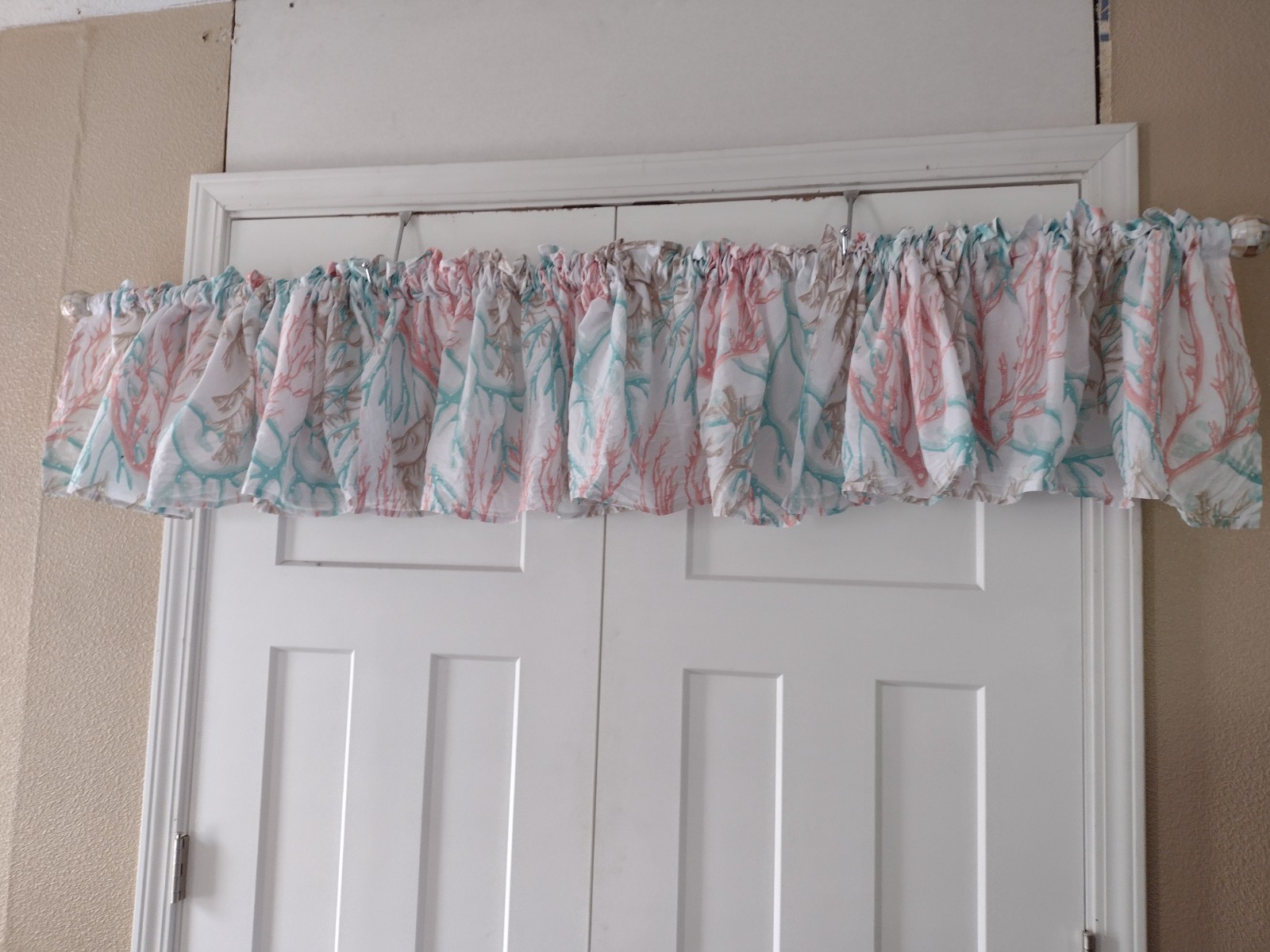 Set of 3 Nautical Valances of Multicolor Coral on a White Background