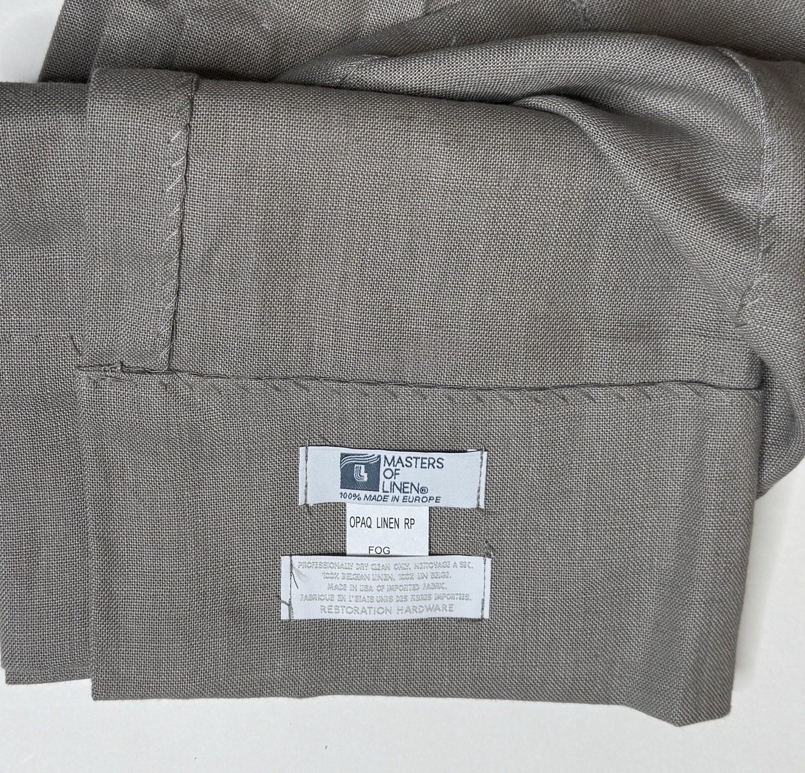 Restoration Hardware Opaque Belgian Linen Drapery RP 50″W x 96″L Fog NEW $330