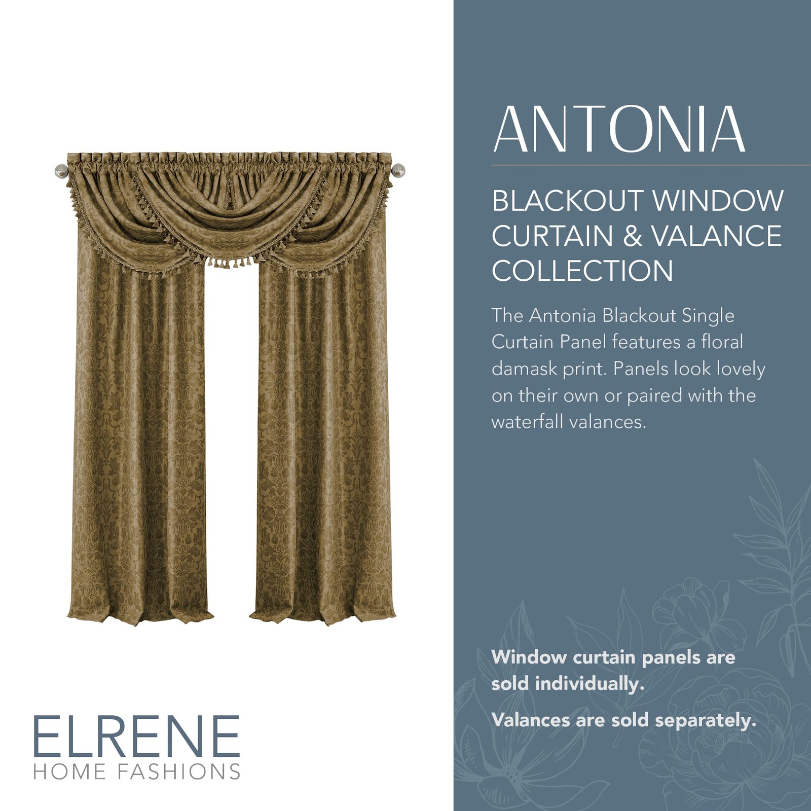 Threadmade Antonia Blackout Window 52″W x 84″L (Pack of 1), Antique Gold