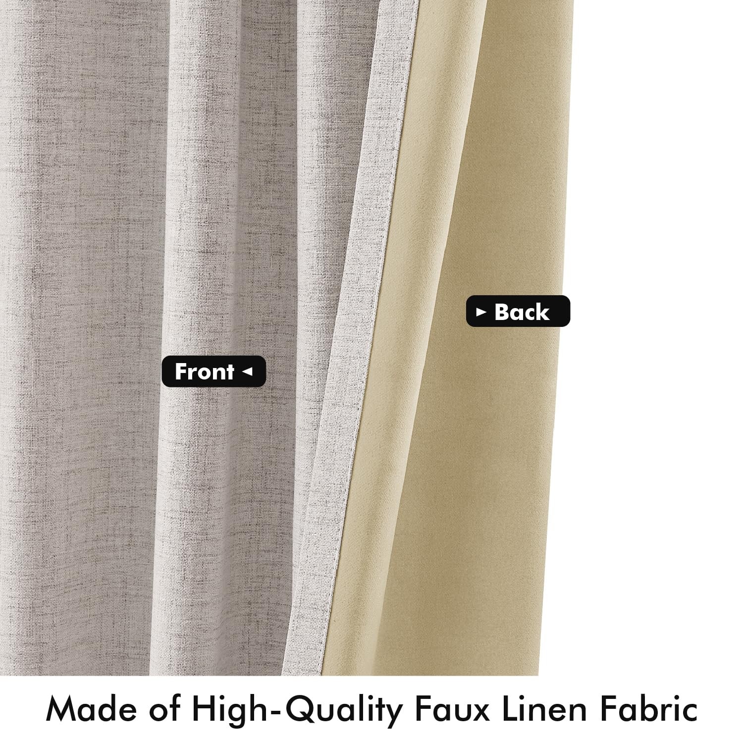 Miulee 100 Blackout Linen Curtains For Bedroom Ivory Solid Luxury Decor Thermal