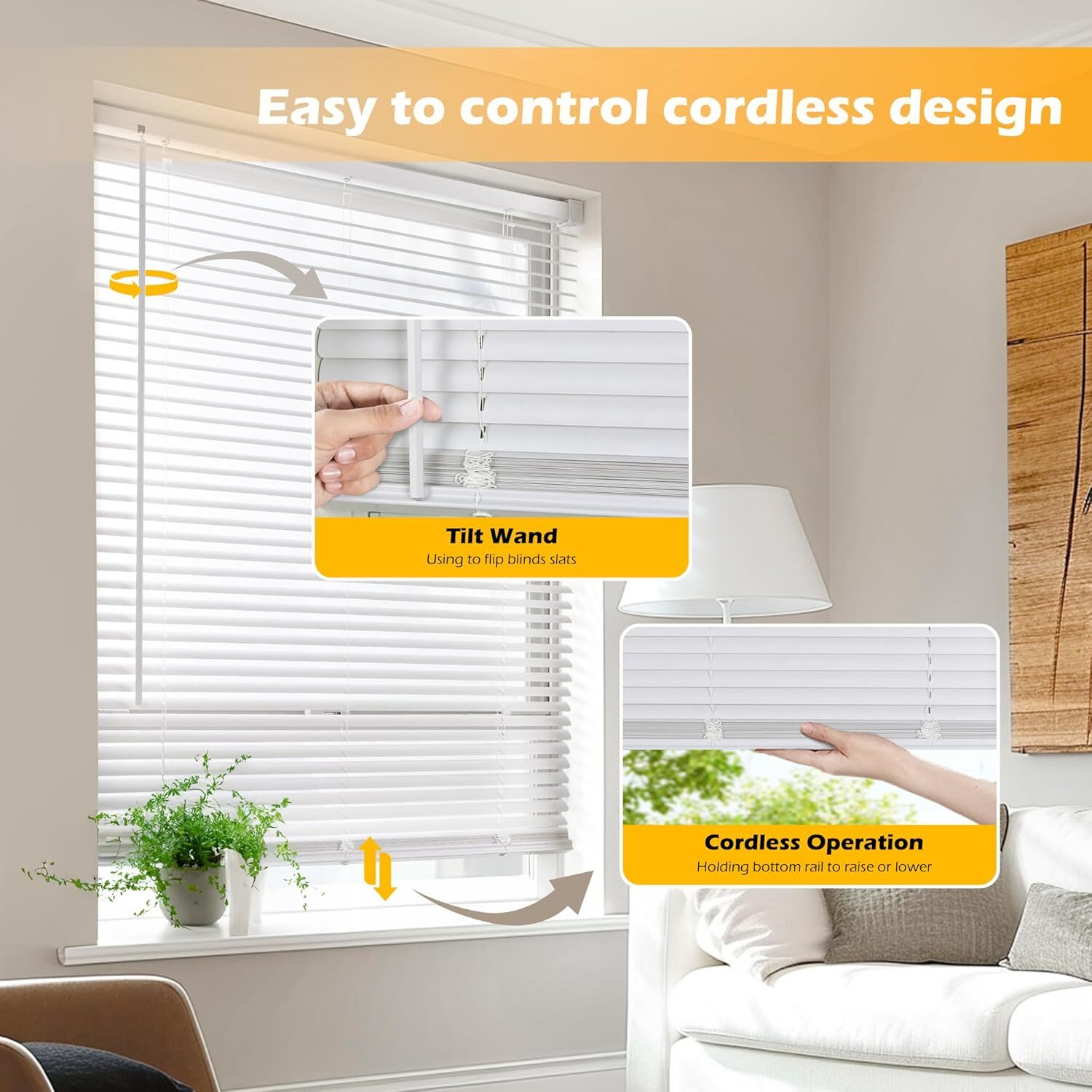 Interior Cordless Blackout Blinds – 52 “W x 64 ”H, White