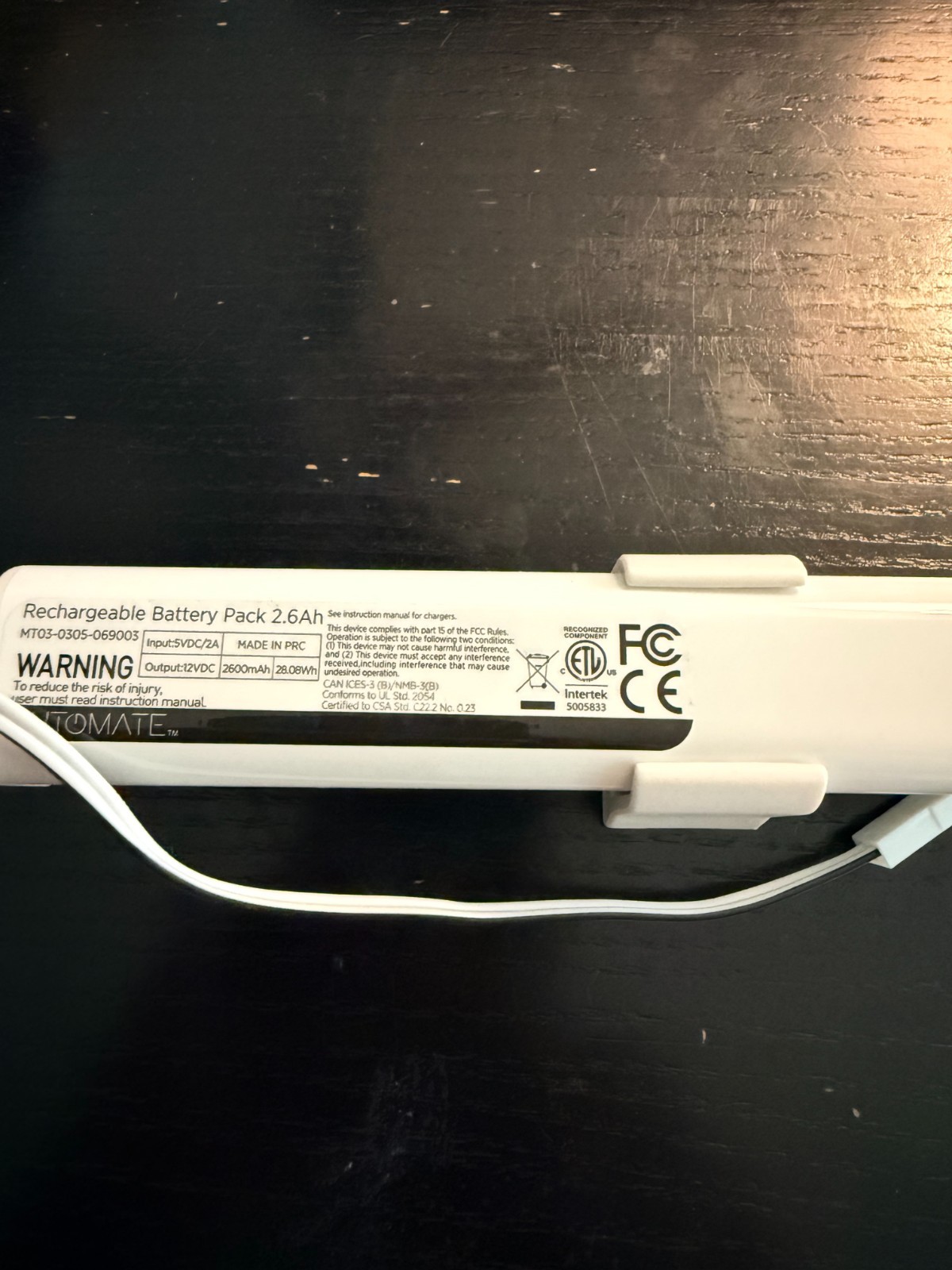 Rollease Automate Rechargeable Battery MT03-0305-069003 5V rechargeable battery