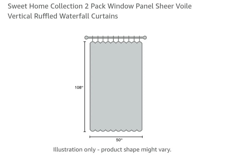 Sweet Home Collection 2 Pack Window Panel Sheer Voile Vertical Ruffled Waterfall