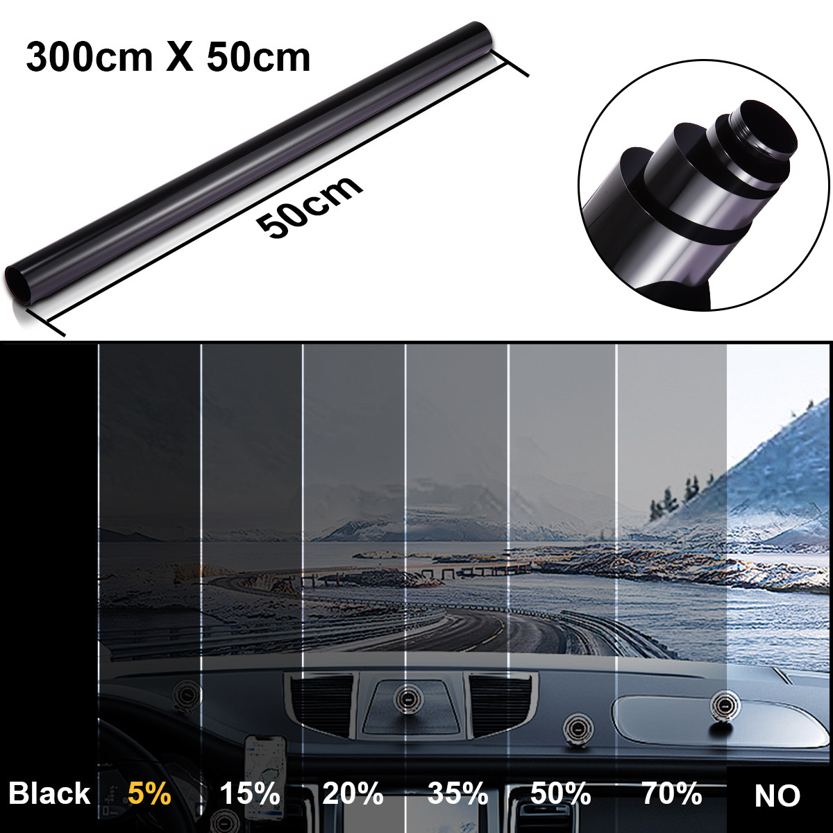 5%/15%/25%/35% VLT Uncut Window Roll Tint Film 20″ x 20ft Car Home Office Glass