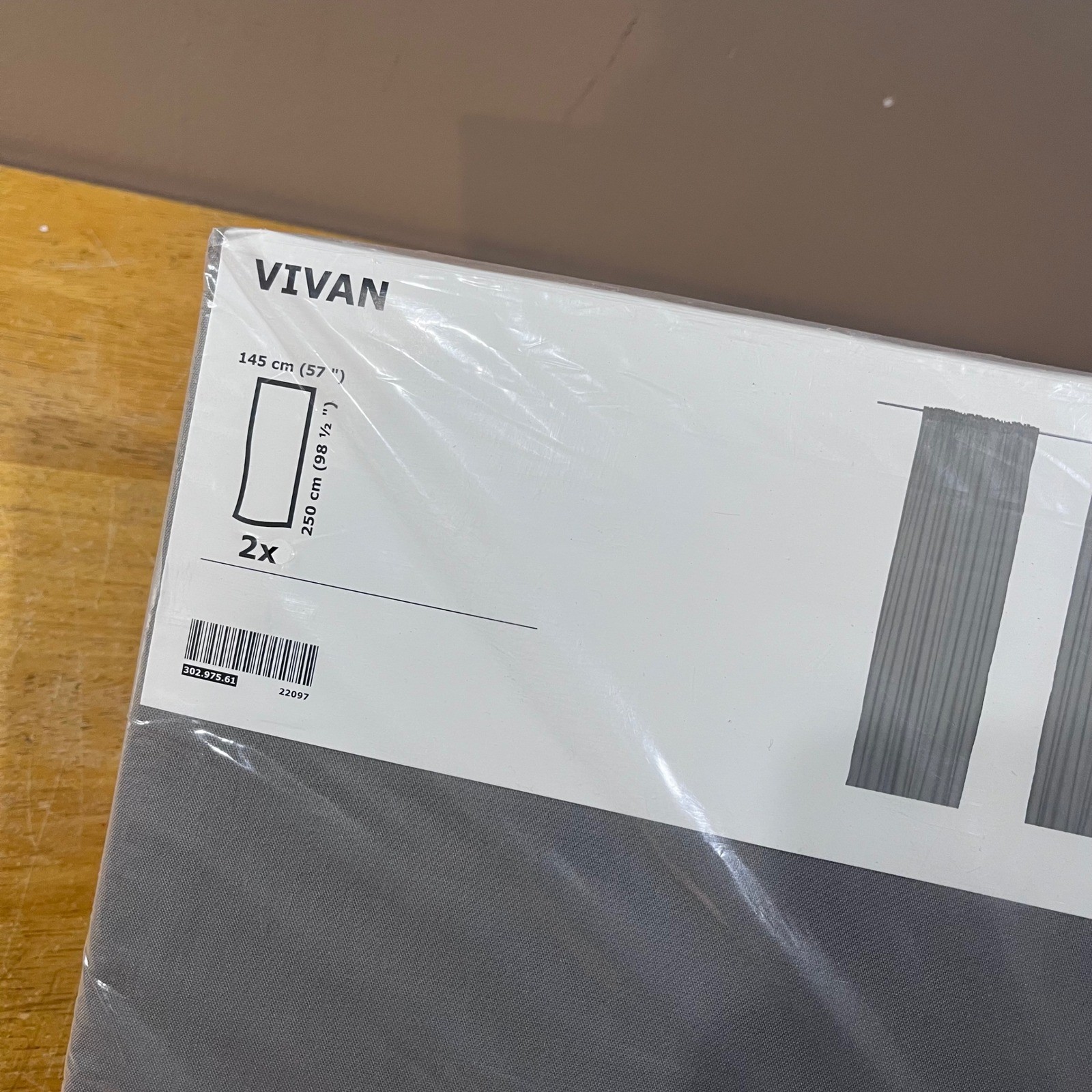 IKEA VIVAN Gray Curtains 2 Panels 57×98.5 Light Filtering Minimalist 302.975.61
