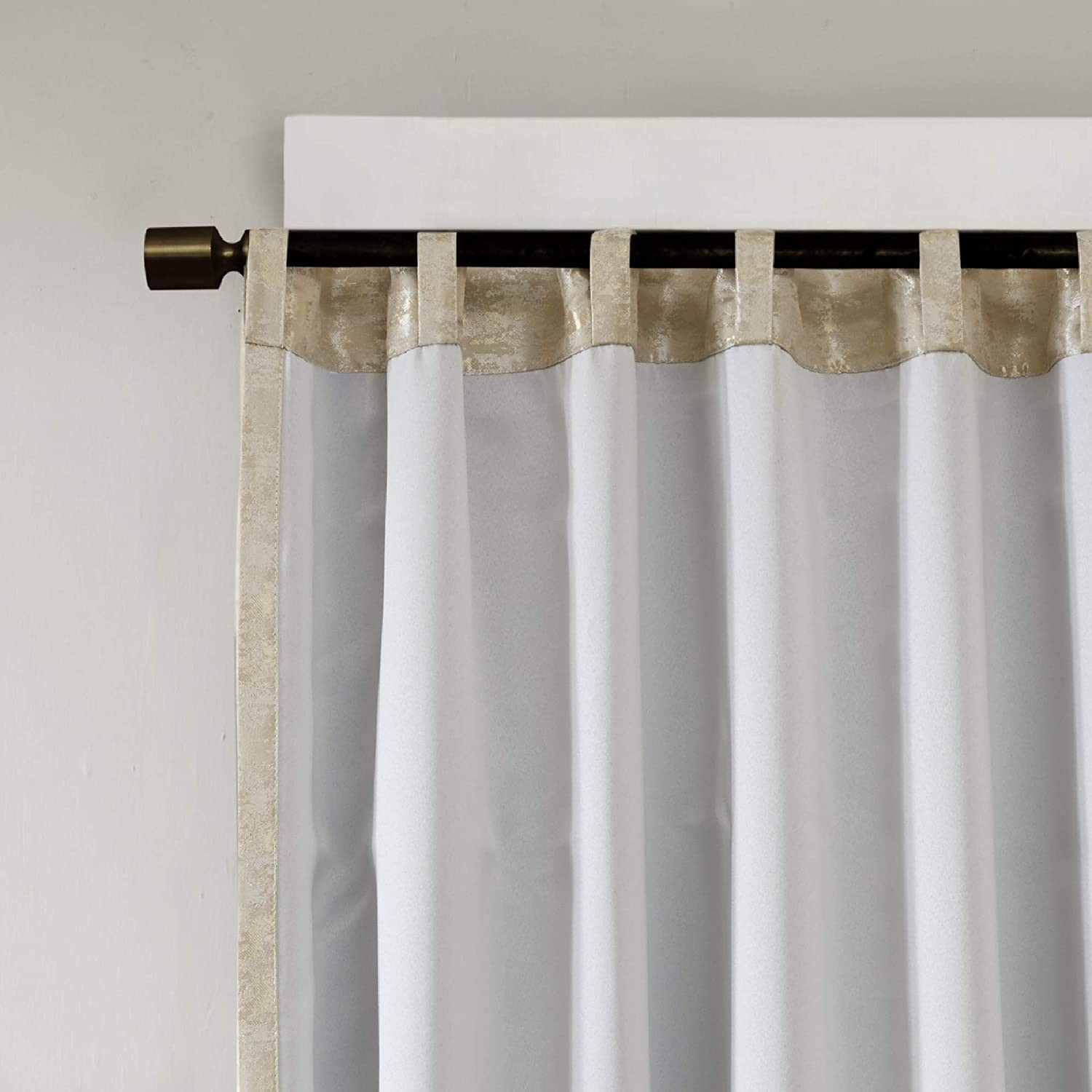 SunSmart Cassius Jacquard Blackout Curtain for Bedroom, Luxury Gold Single Windo