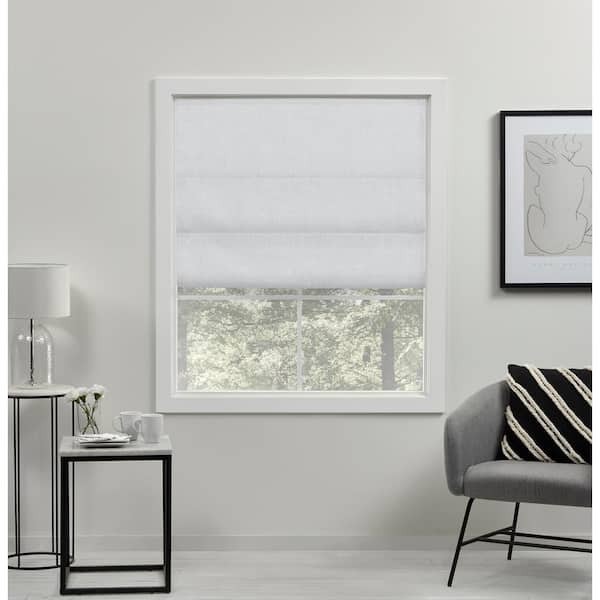 EXCLUSIVE HOME Acadia White Cordless Total Blackout Roman Shade