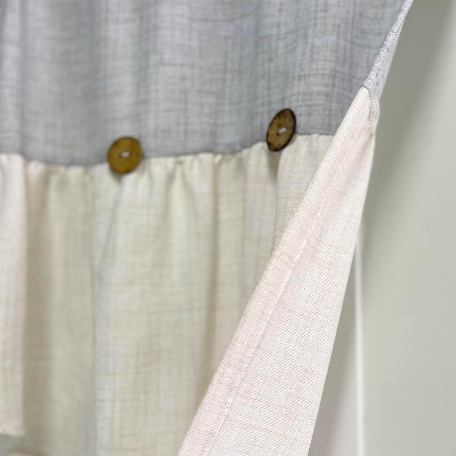 Grey Linen Curtain Swag for Living Room Button Kitchen Curtain Farmhouse Valance