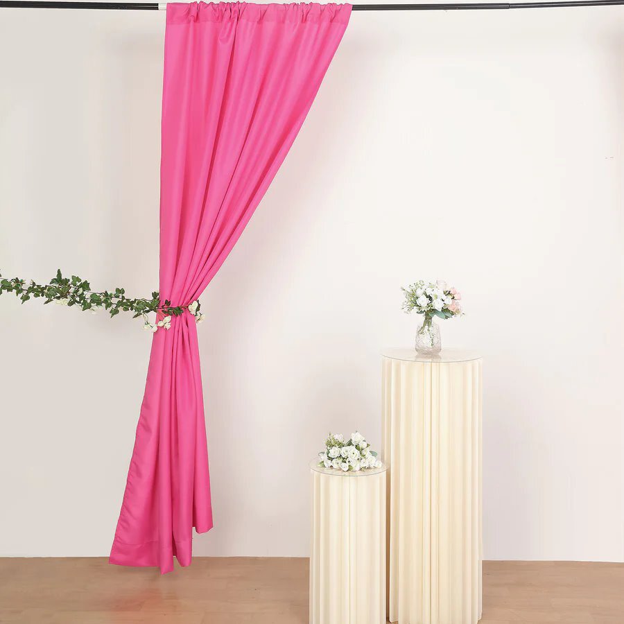 FUCHSIA 2 Drapery Panels 8 ft Polyester Backdrop CURTAINS Rod Pockets Party