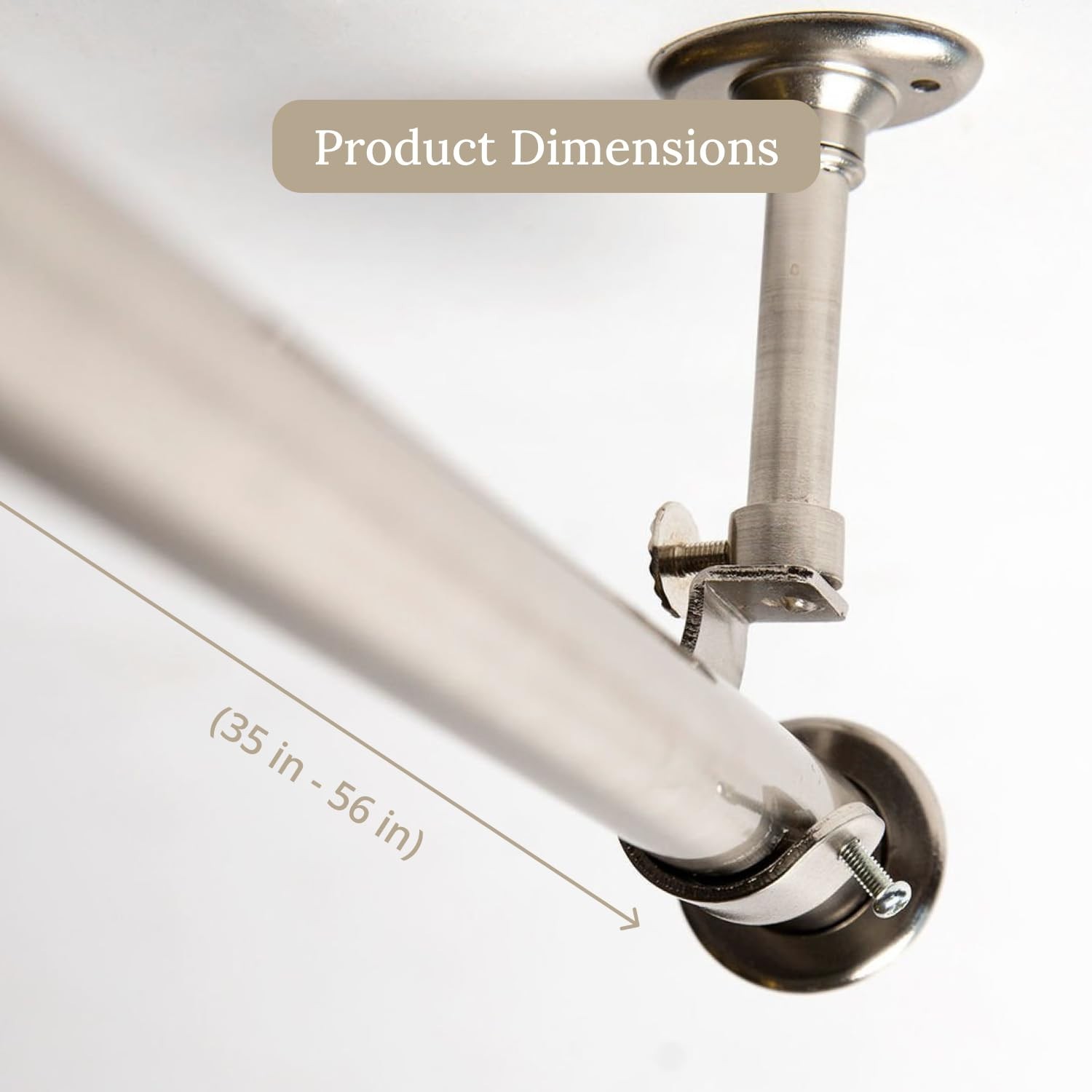 Versatile 36-56 Inch Ceiling Mounted Curtain Rod – Silver Alloy Steel Design