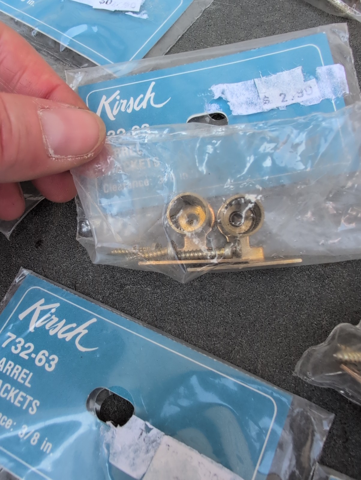 12 Sets Pair KIRSCH BARREL BRACKETS 3/8″ Brass Rod Vtg Cafe Curtain Rods NIP