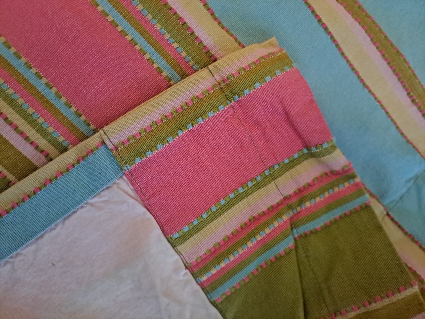 Pine Cone Hill Curtain Panel Striped Pink Green Blue Textured Bedroom 49×83