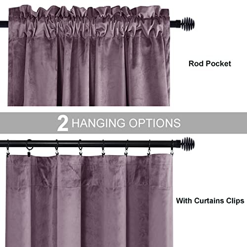 Velvet Curtains 96 inch Length Thermal 52″W x 96″L (Pack of 2) Lavender