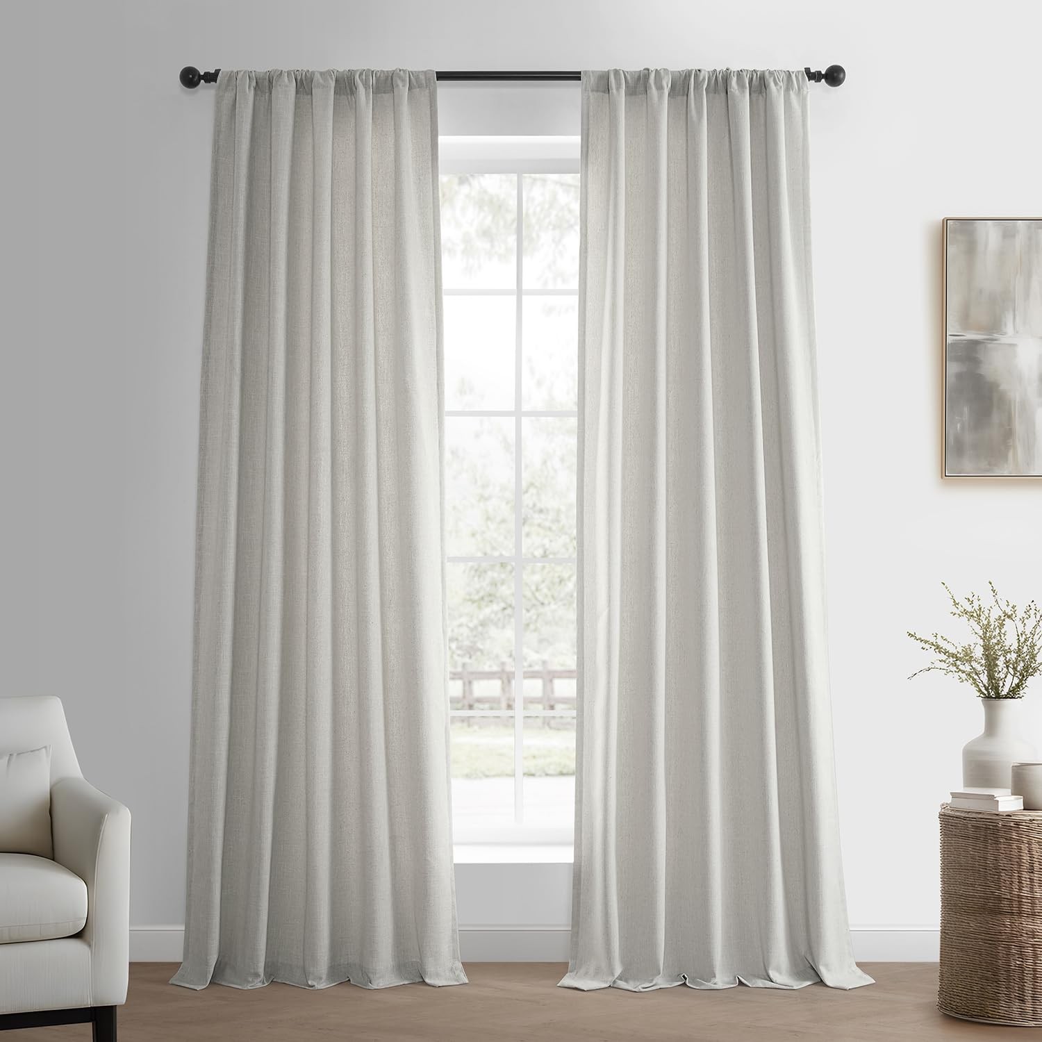 Hpd Half Drapes Hpd Half Drapes Basic Faux Linen Curtains – 84 Inch Long Pair