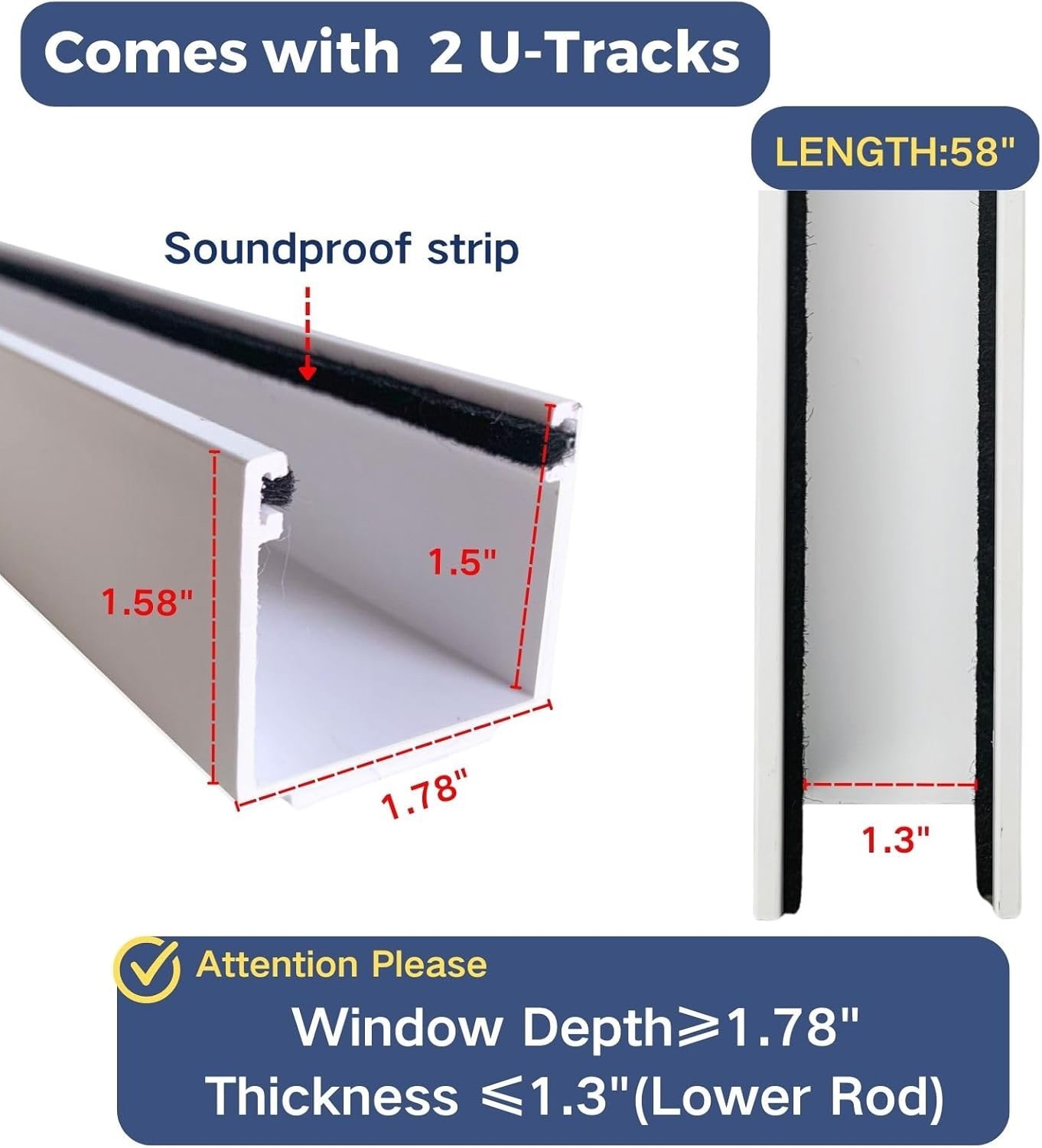 U Channel Blackout PVC Light Blocking Strips for Roller Blinds Light Gap Blocker