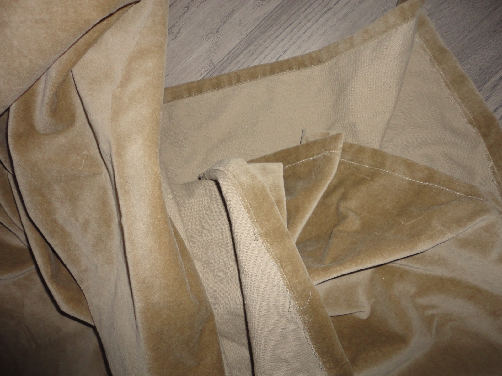 IKEA SANELA SMOOTH Tan/ Neutral VELVET (2) CURTAINS DRAPERY PANELS 54×96
