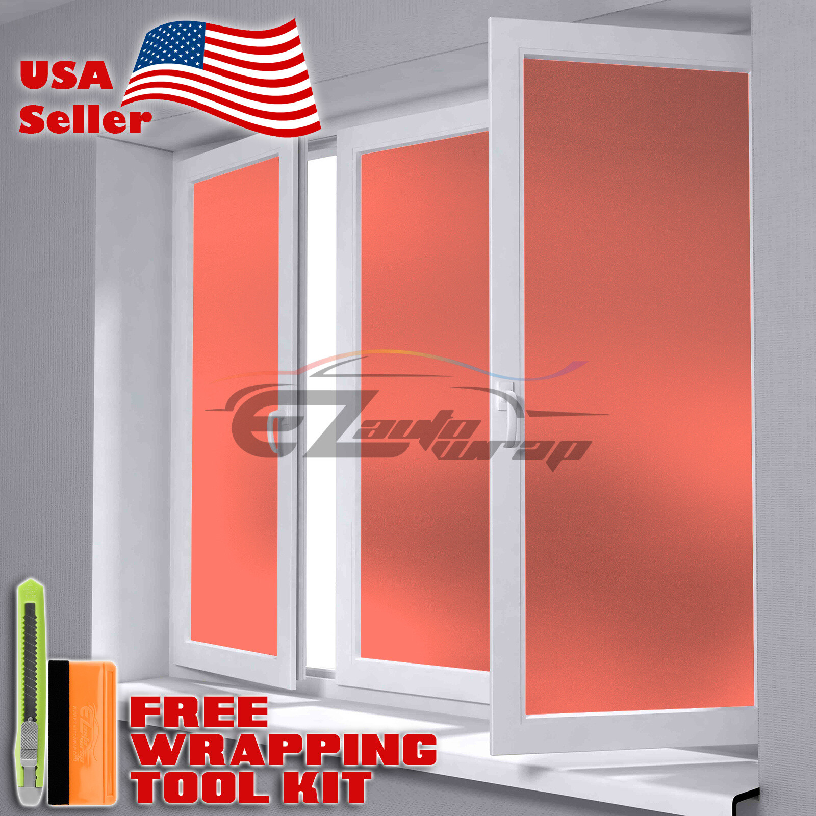 *12″x48″ Orange Frosted Film Glass Home Bathroom Window Security Privacy Sticker