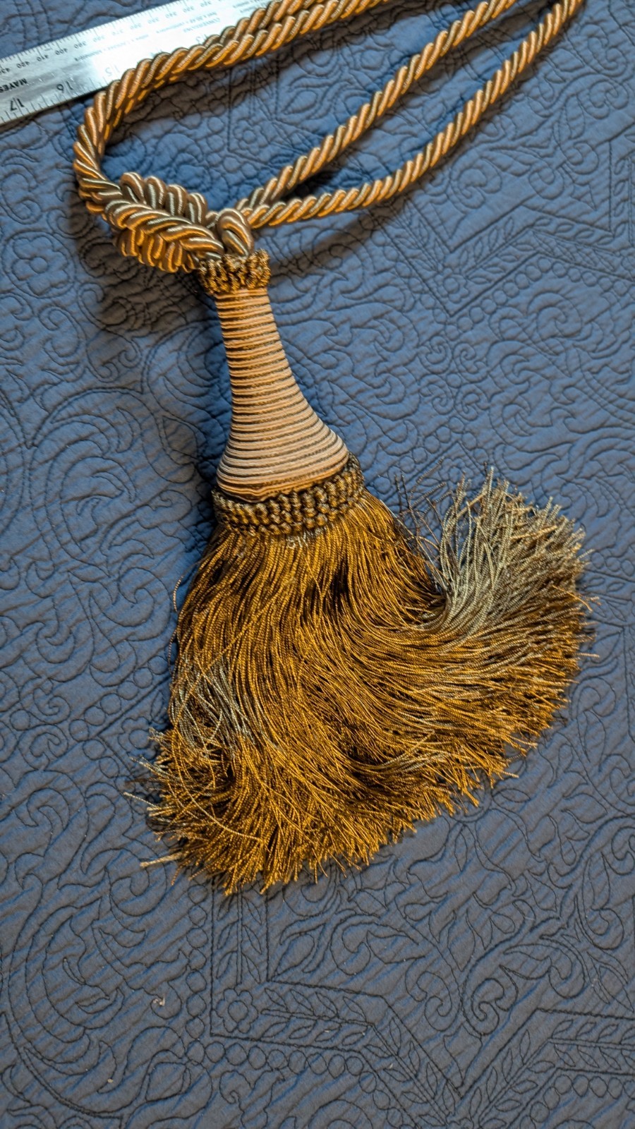 Large Decorative Curtain Tassel Tieback Gold Rope Fringe Drapery Holdback 29 In