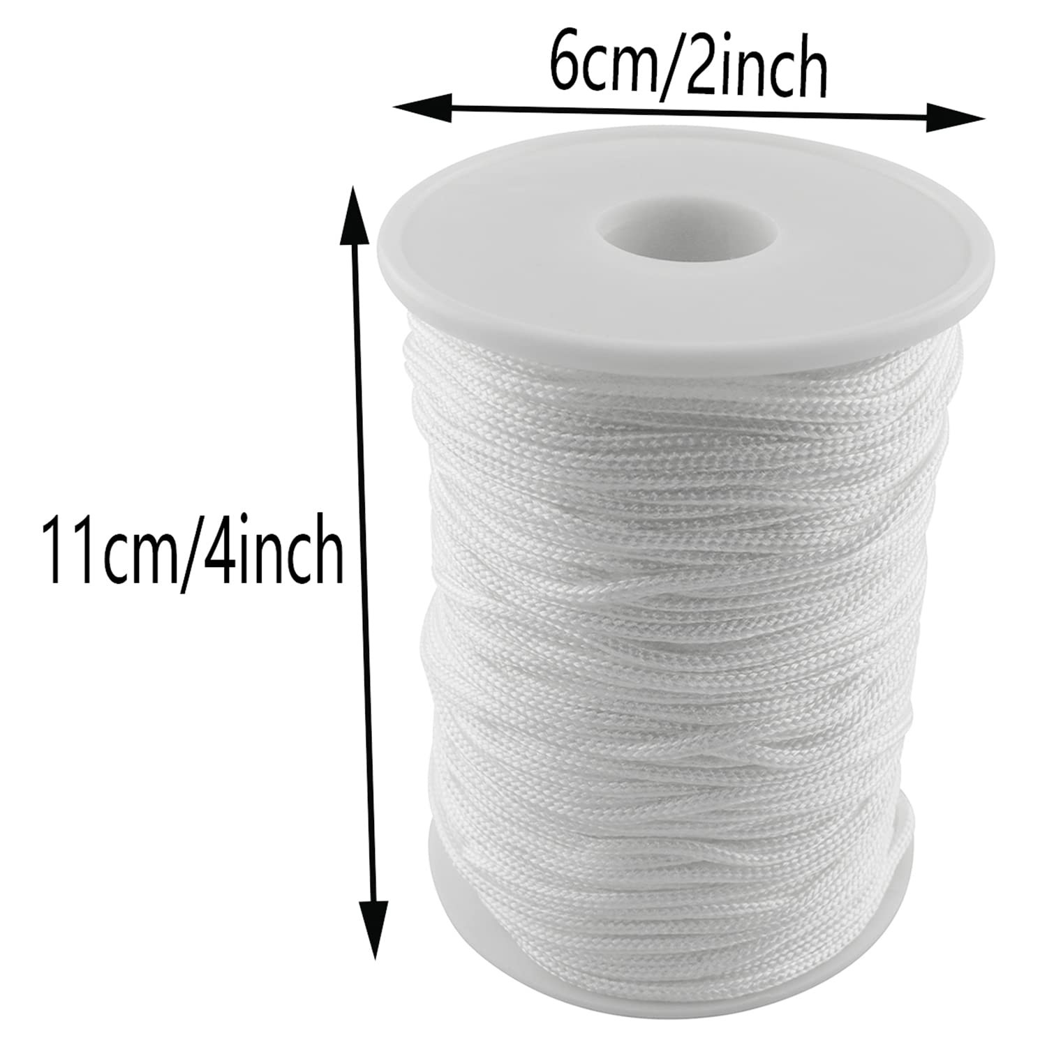 AXLIZER 1PC 2mm Braided Shade Roller Blinds Cord White Pull String Rope, Blinds
