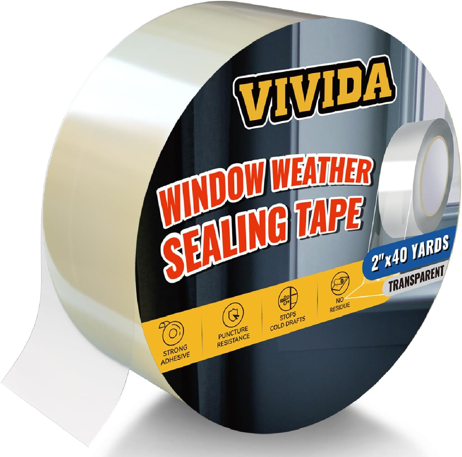 Transparent Window Weather Sealing Tape for Winter, 2 Inch x 120 FT (40 Yards) W