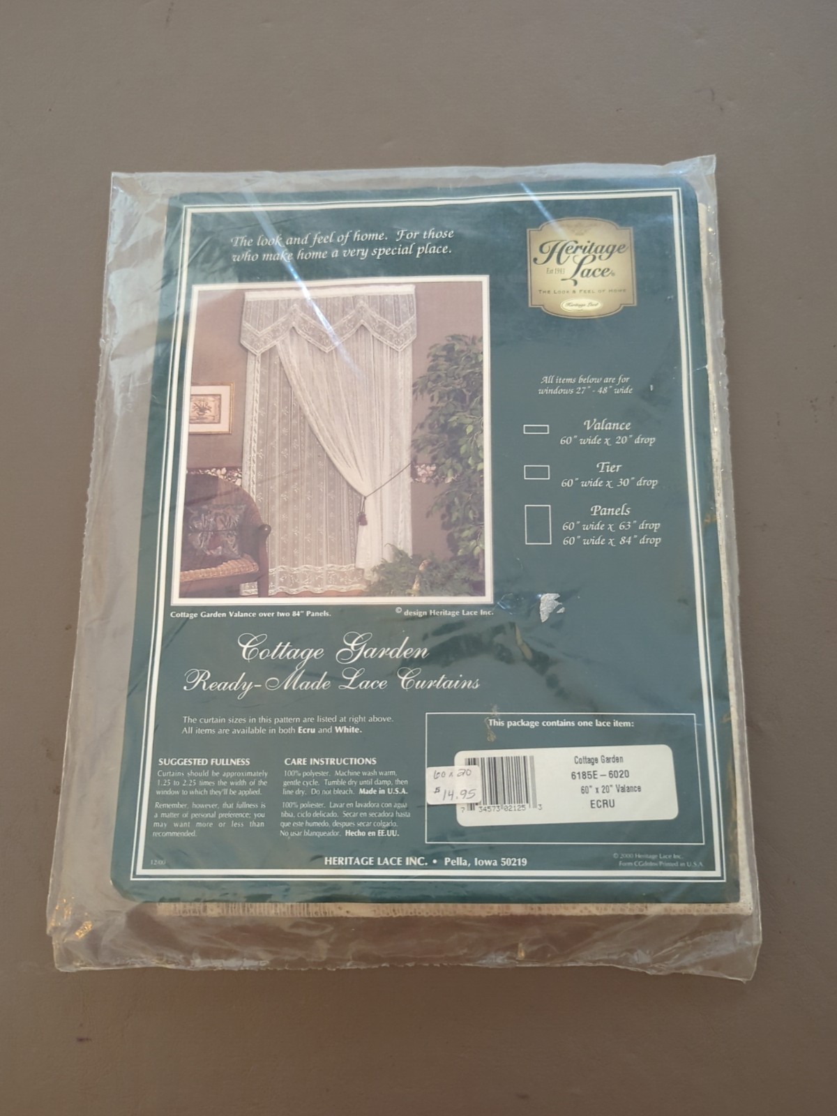 Heritage Lace Cottage GARDEN 60” x 20″ Ecru Valance NEW