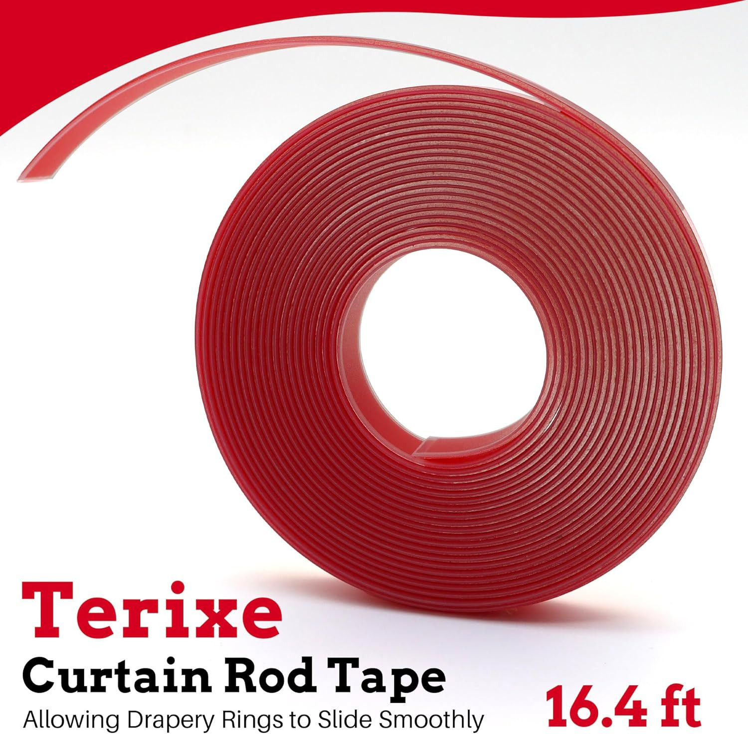 16.4 Ft Hard Surface Curtain Rod Tape, Solve the Problem of Curtain Rings on Tel