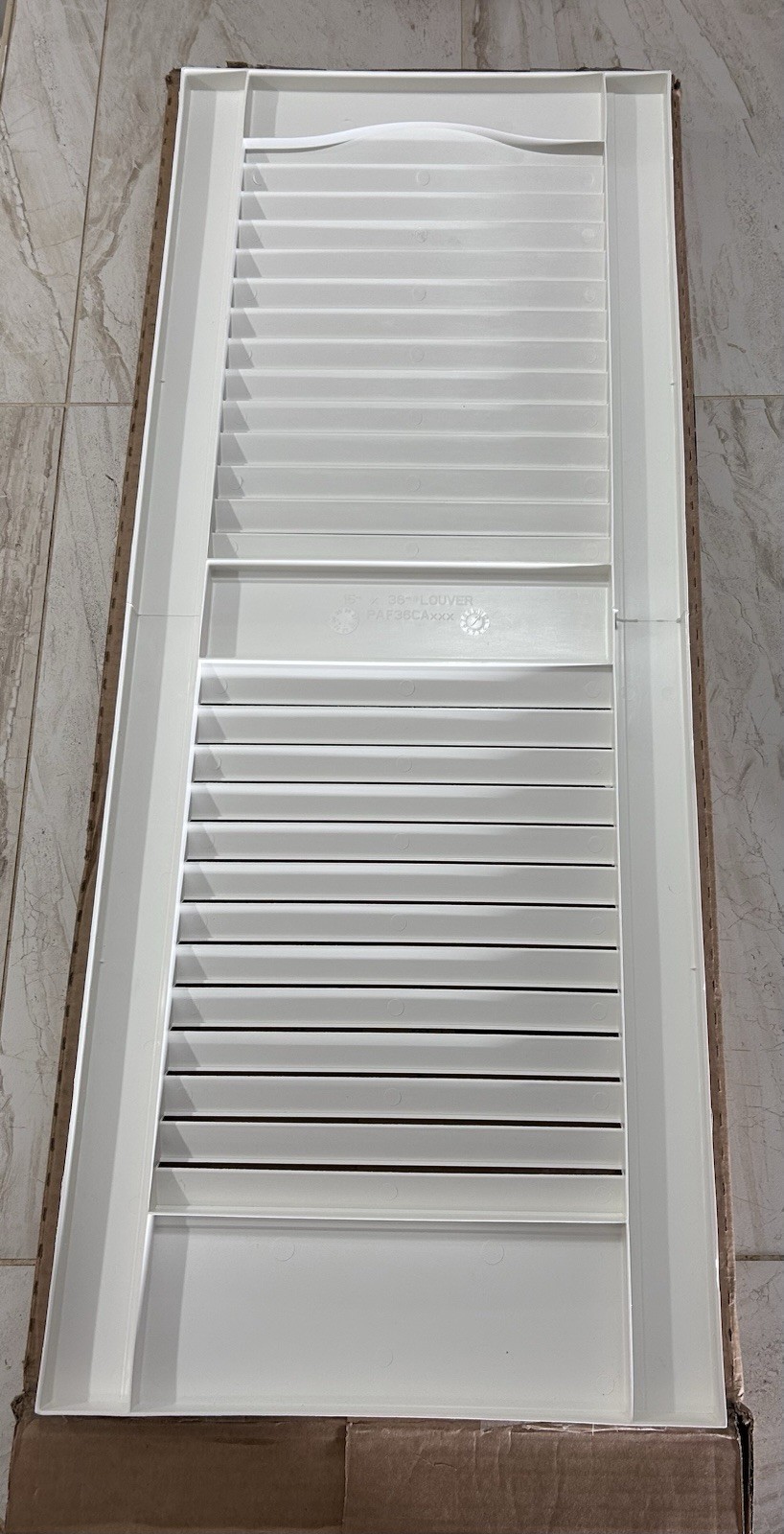 Mid America Open Louver 001 White Vinyl Shutters 14.5 x 36in