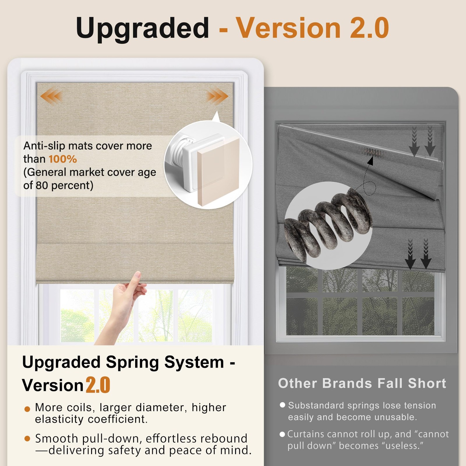 Doing-X 30″x64″ Blackout Roman Shade Oatmeal Grey