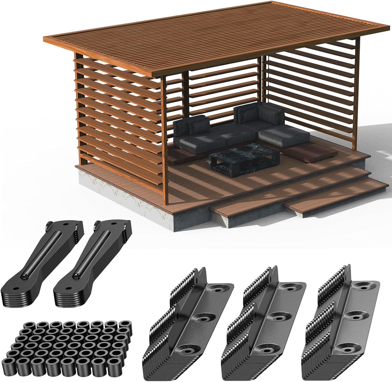 Louvers for Pergola Deck Sunblind System, Adjustable Louver Bracket Kit with 304