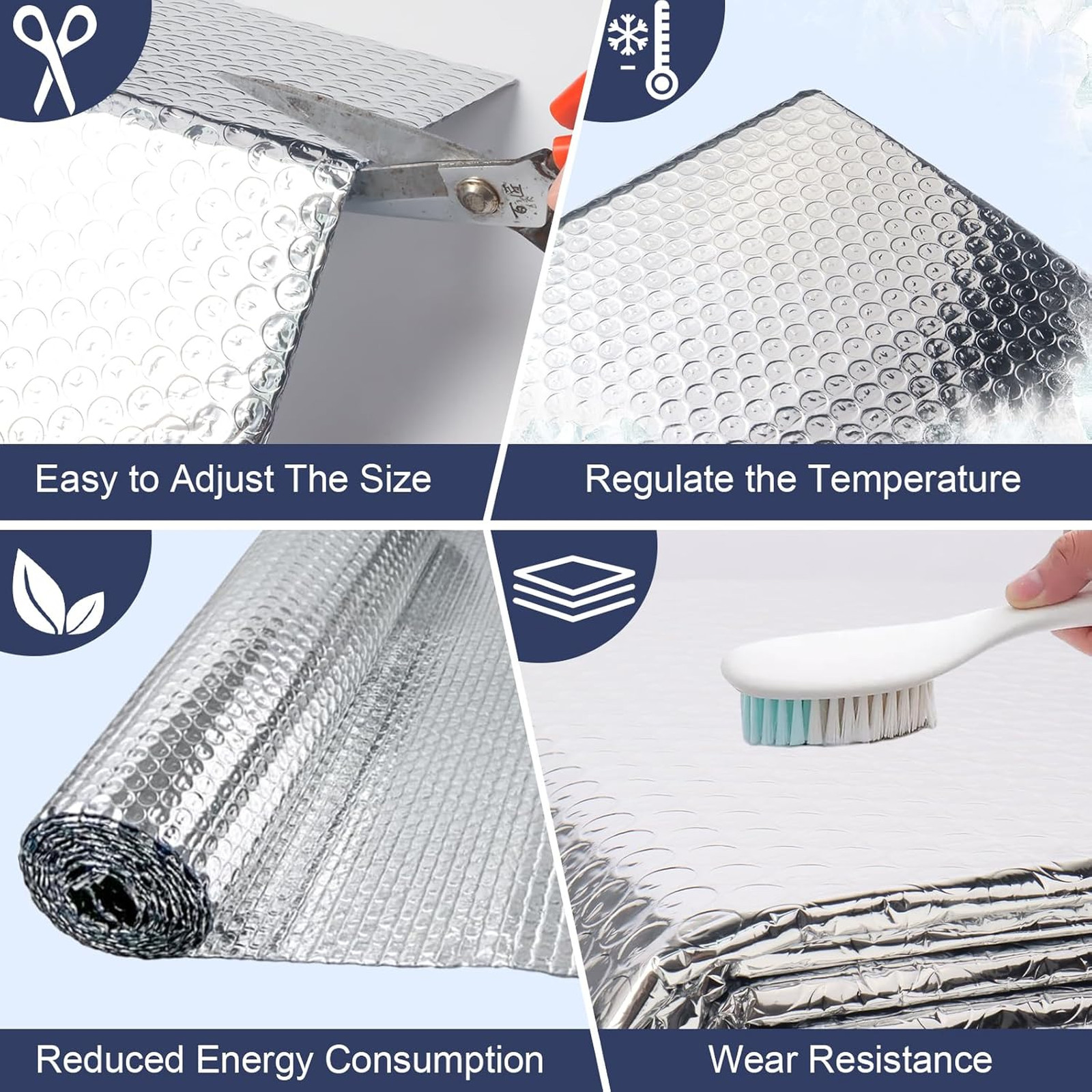 Reflective Bubble Foil Insulation Foam 23.6 Inches X 10 Feet Aluminum Radiant