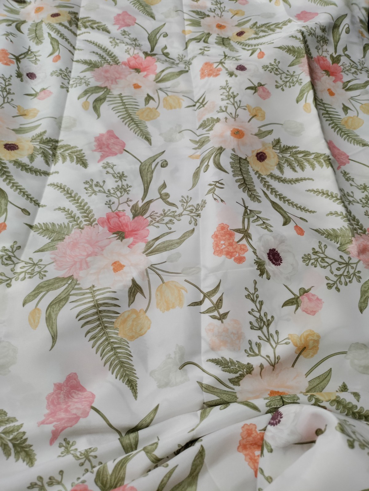 Floral Botanical window curtains White 56x95in