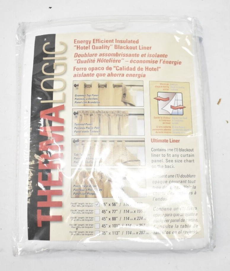 ThermaLogic Energy Efficient insulated Blackout Liner 45″ x 56″ Fits 63″ Long