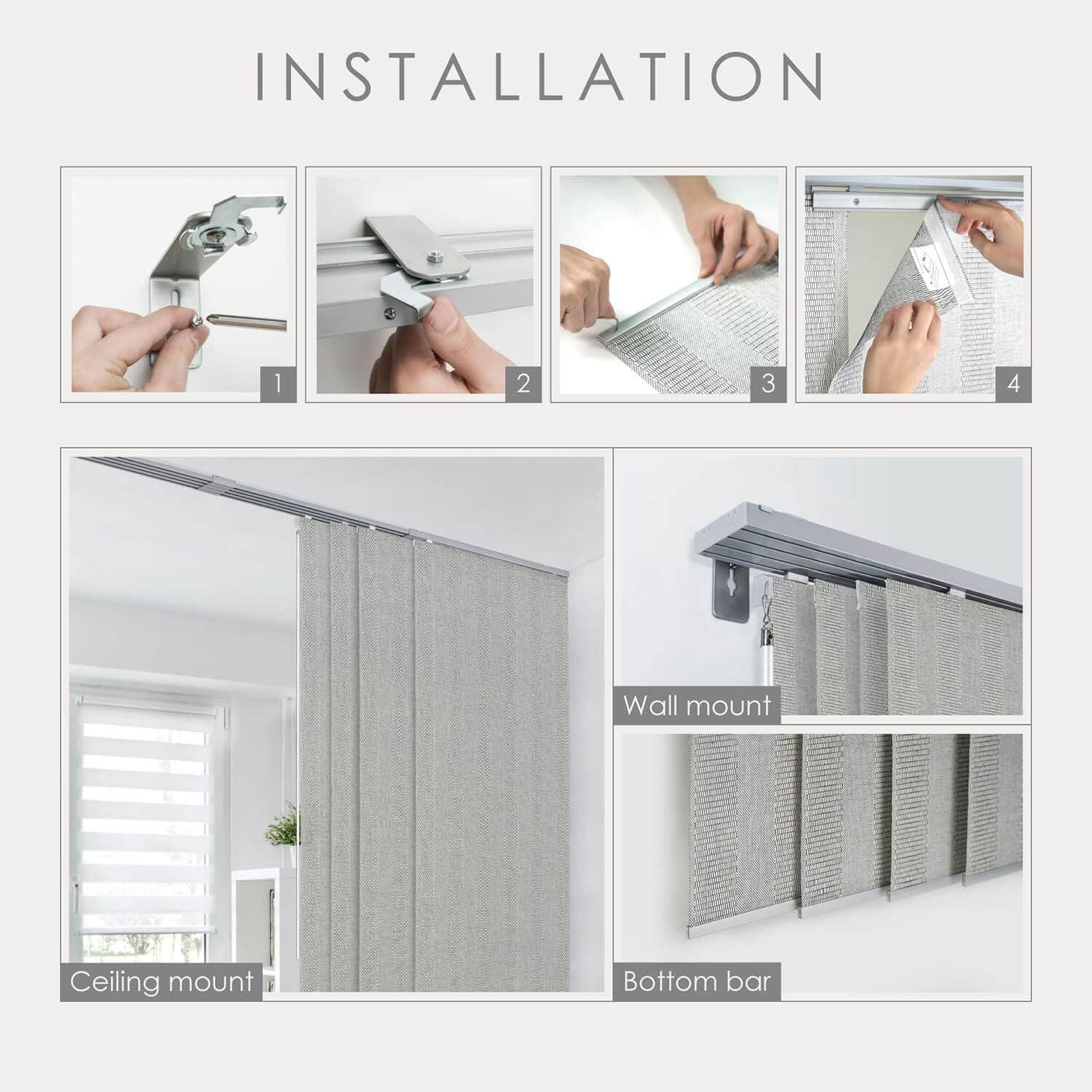 Adjustable Sliding Panel Vertical Blinds, Fits Windows, Patio Doors, Sliding Gla
