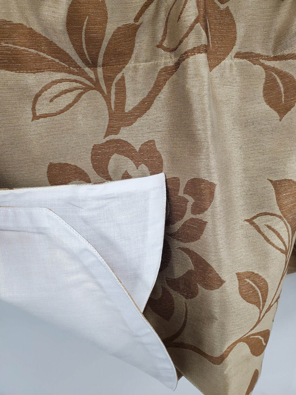 Lurex Custom Lined Valance or Unlined Tiers Jacquard Floral VINTAGE NEW RARE