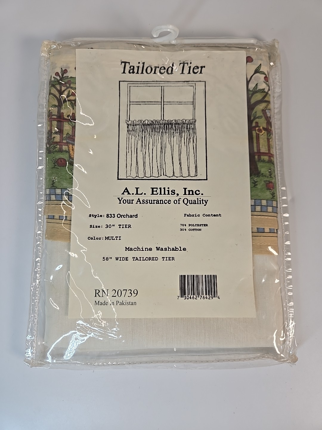 A.L Ellis Inc Window Curtains Tailored Tier 833 Orchard Print 58″x30″ Rooster